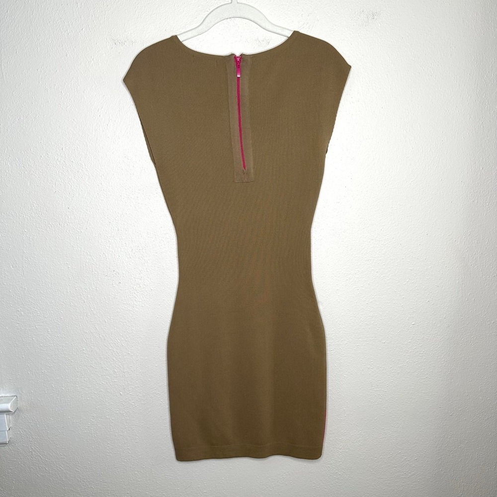 Tan and Hot Pink Bandage Bodycon Dress Sz Medium - Picture 5 of 9